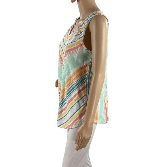 Natural Reflections Linen Cotton Striped Sleeveless Tunic Tank Top M - Picture 4 of 7